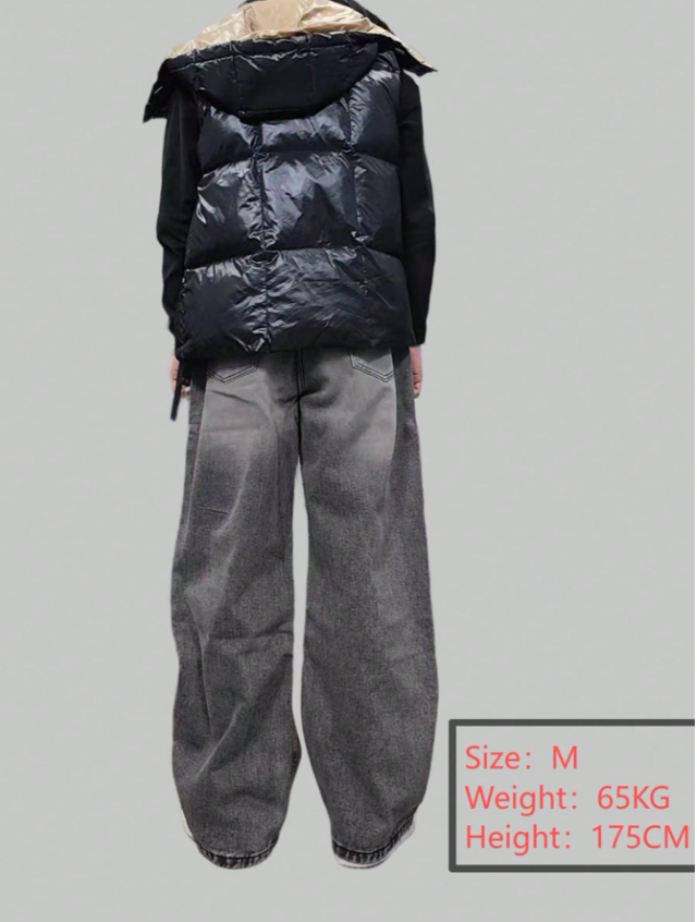 1pc Vintage Washed Loose Fit Wide-Leg Jeans for Men, Casual Couple Style with Distressed Hem