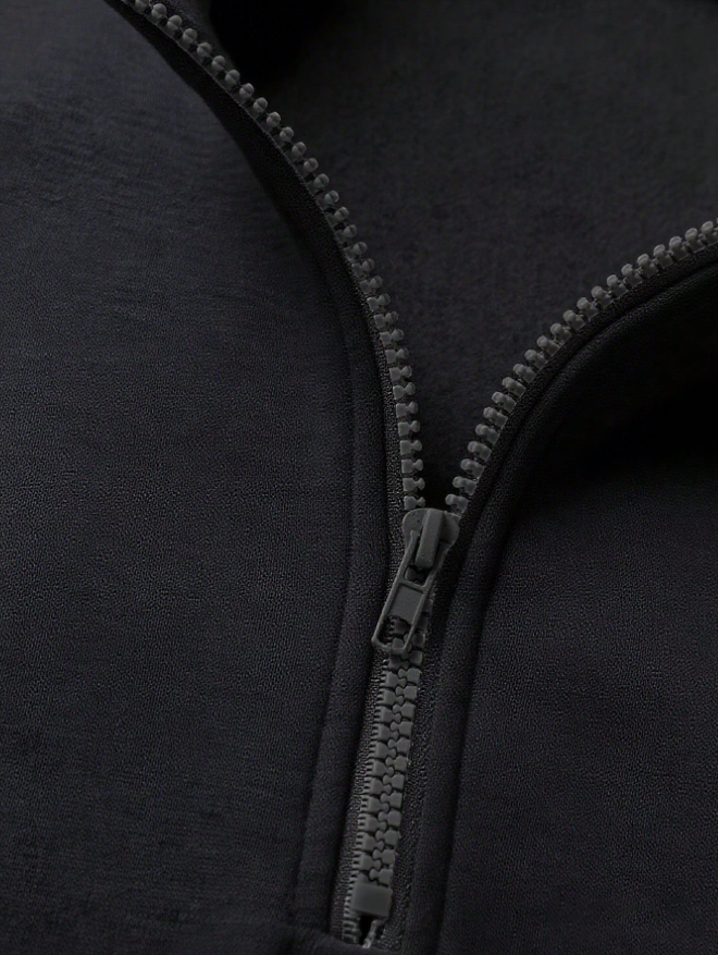 Men’s Versatile Casual Letter Print Zip-Up Sweatshirt with Collar for Autumn/Winter