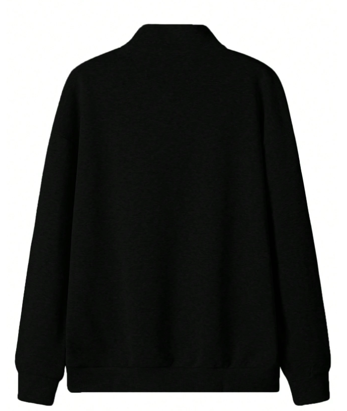 Men’s Versatile Casual Letter Print Zip-Up Sweatshirt with Collar for Autumn/Winter