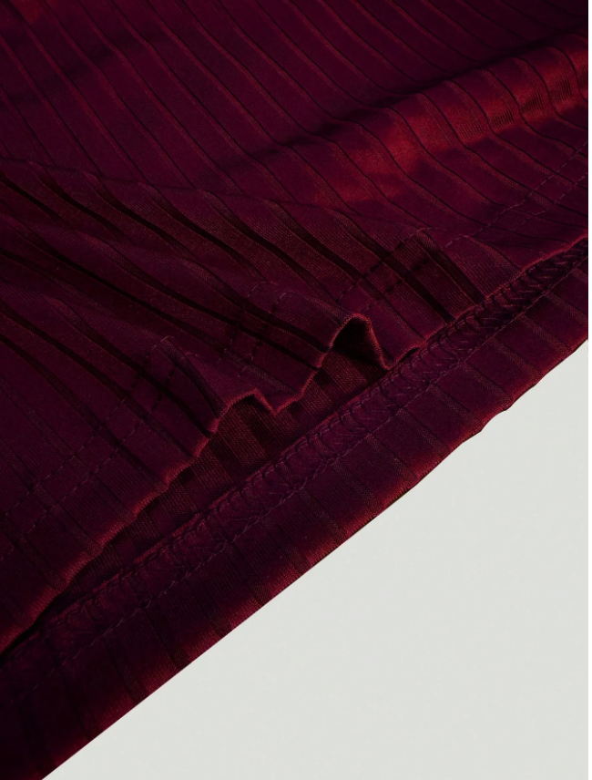 Manfinity Homme Burgundy Ribbed Striped Polo Shirt for Men – Regular Fit, Business-Inspired Style