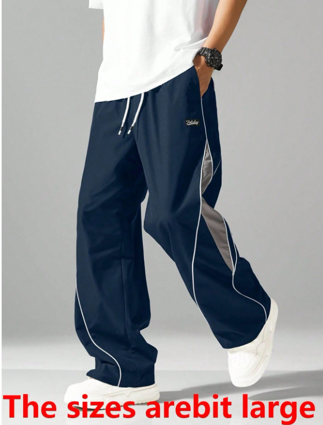 Men’s Streetwear Jogger Pants – Featuring Side Stripes, Functional Pockets, and an Adjustable Drawstring Waist, Contrast Color Casual Sweatpants