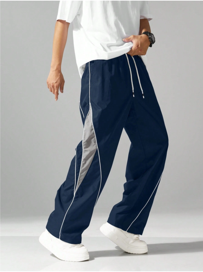 Men’s Streetwear Jogger Pants – Featuring Side Stripes, Functional Pockets, and an Adjustable Drawstring Waist, Contrast Color Casual Sweatpants