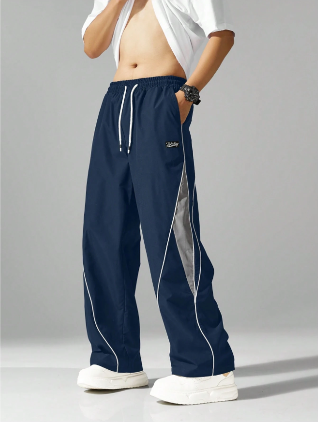 Men’s Streetwear Jogger Pants – Featuring Side Stripes, Functional Pockets, and an Adjustable Drawstring Waist, Contrast Color Casual Sweatpants