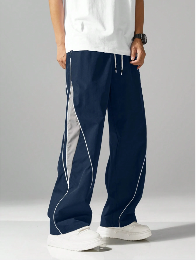 Men’s Streetwear Jogger Pants – Featuring Side Stripes, Functional Pockets, and an Adjustable Drawstring Waist, Contrast Color Casual Sweatpants