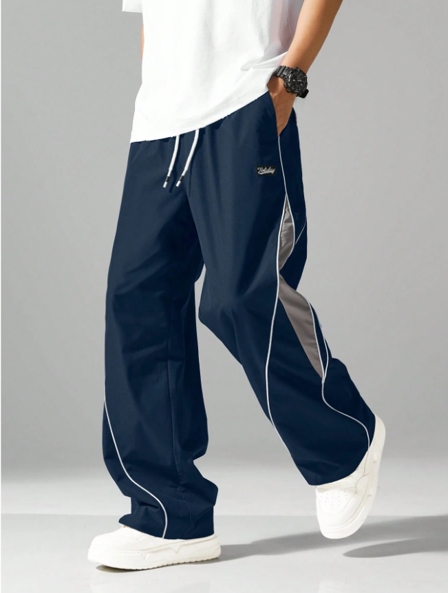 Men’s Streetwear Jogger Pants – Featuring Side Stripes, Functional Pockets, and an Adjustable Drawstring Waist, Contrast Color Casual Sweatpants